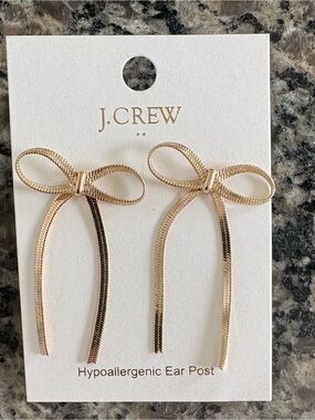 J. Crew Gold Bow Dangle Earrings